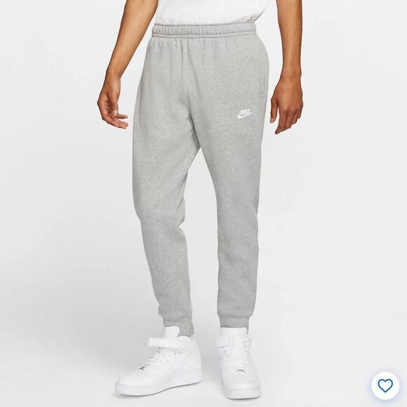 Nike Men’s Club Fleece Jogger Pants Grey Size Large Drawstring Waist - Picture 1 of 10